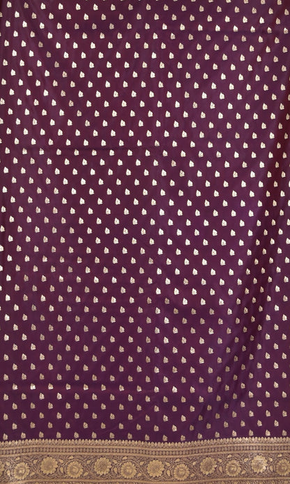 Deep Wine Mashru Banarasi Saree