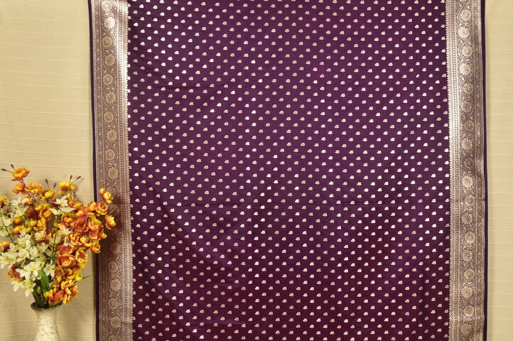 Deep Wine Mashru Banarasi Saree