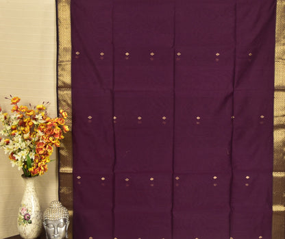 Deep Plum Maheshwari Silk Cotton Saree