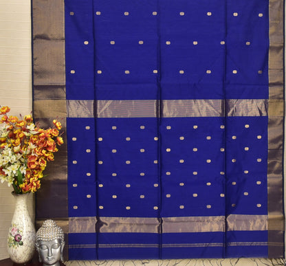 Royal Blue Maheshwari Silk Cotton Saree