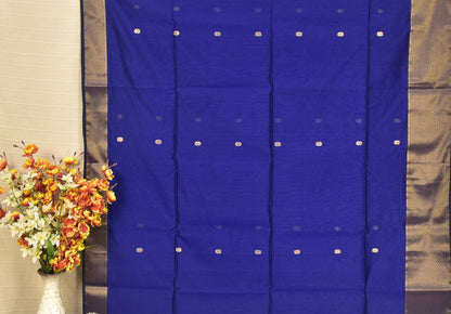 Royal Blue Maheshwari Silk Cotton Saree