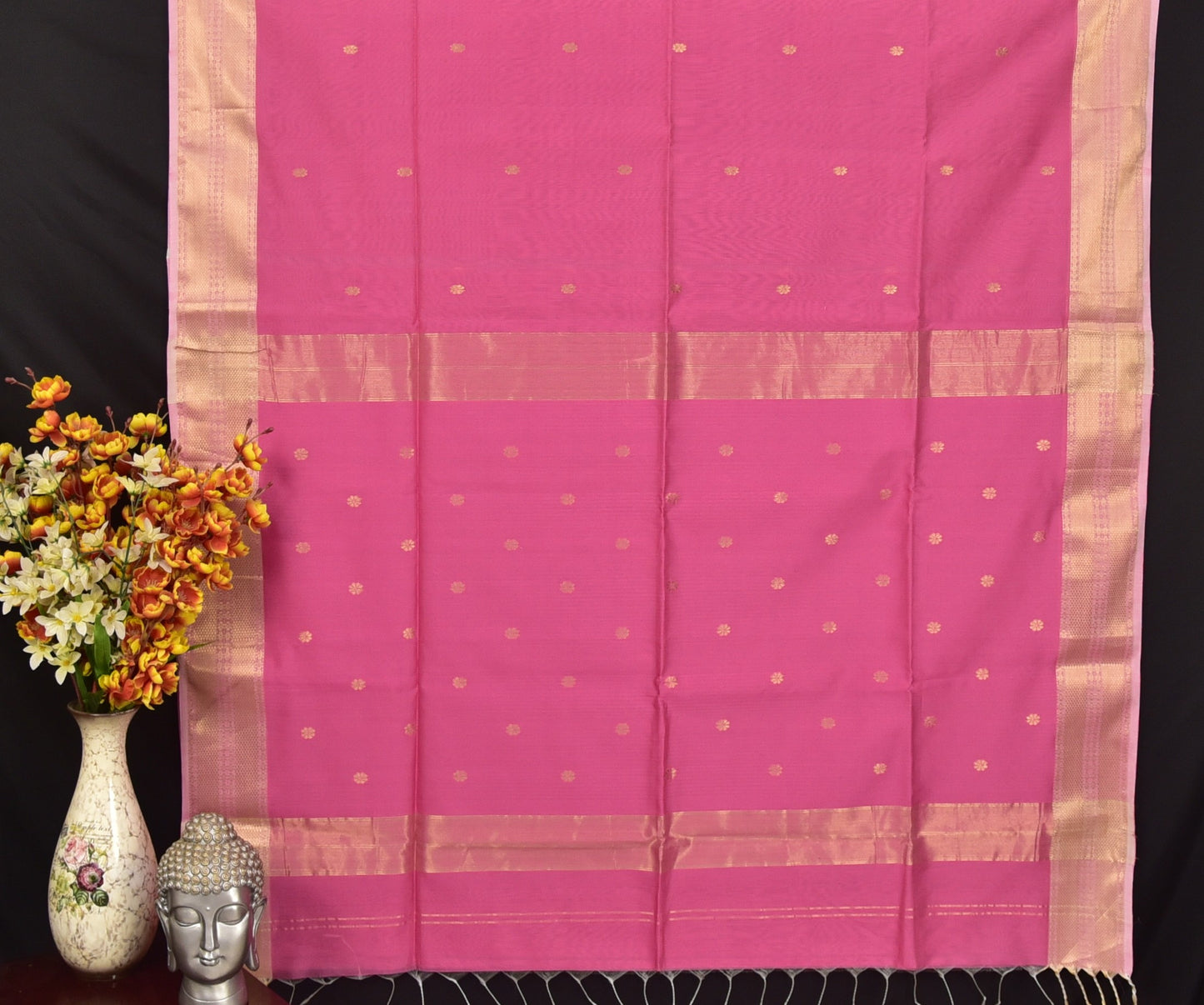 Vibrant Pink Maheshwari Silk Cotton Saree