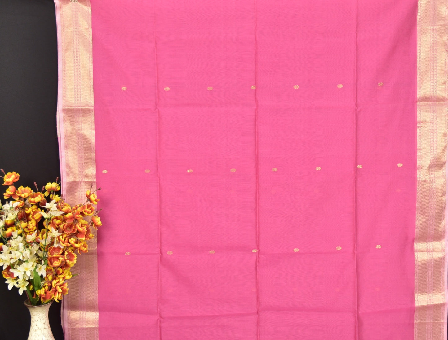 Vibrant Pink Maheshwari Silk Cotton Saree