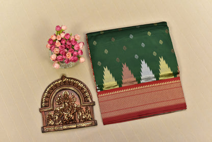 Rich Emerald Green Paithani Silk Saree