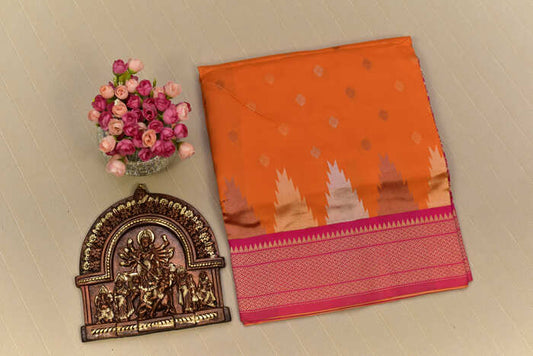 Vibrant Mango Orange Paithani Silk Saree