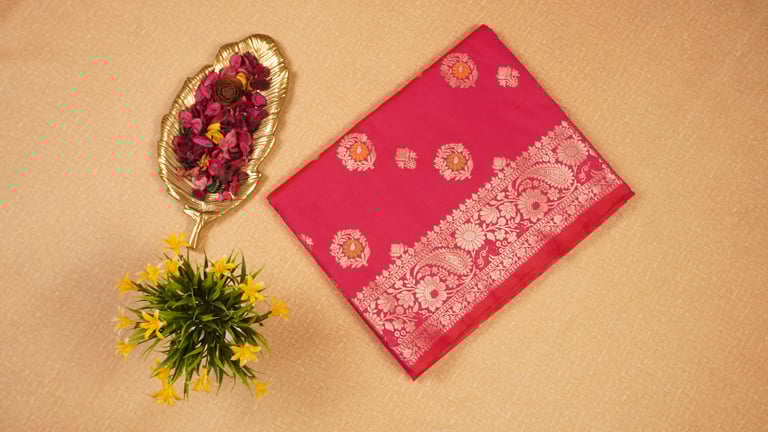 Pink Banarasi Semi Katan Silk Saree