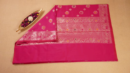 Pink Banarasi Semi Katan Silk Saree