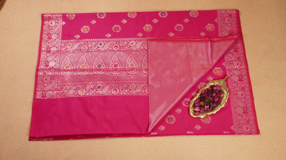 Pink Banarasi Semi Katan Silk Saree