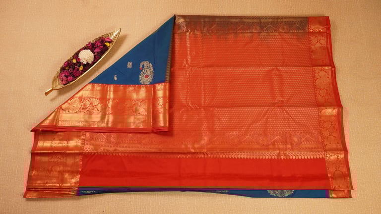 Blue Semi Kanchivaram Silk Saree