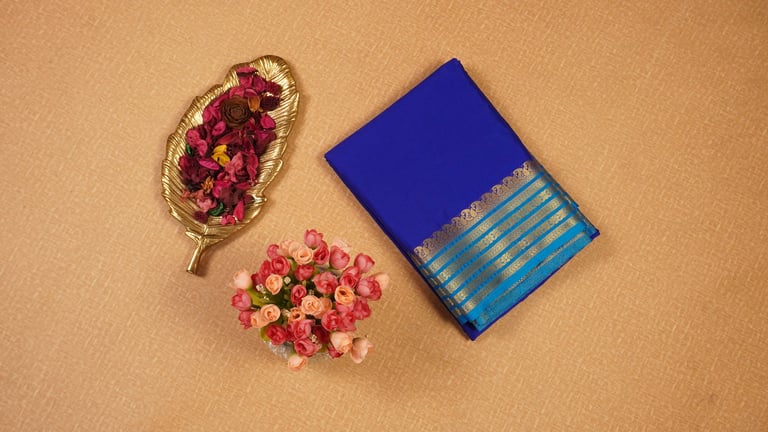 Royal Blue Semi Mysore Silk Saree