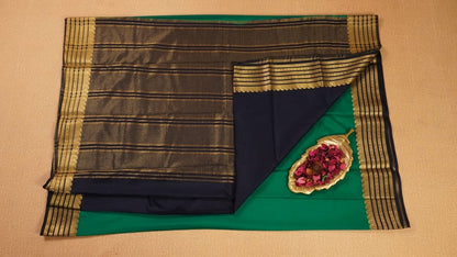 Emerald green Semi Mysore Crepe Silk Saree
