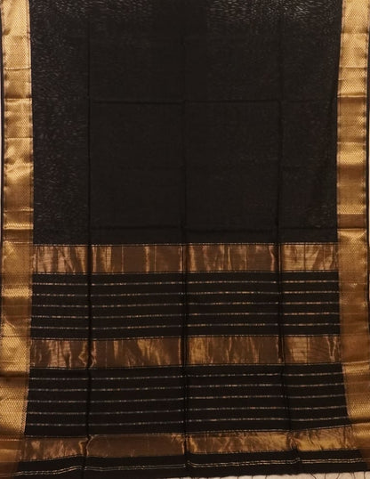 Classic Black Traditional Handloom Maheshwari Saree