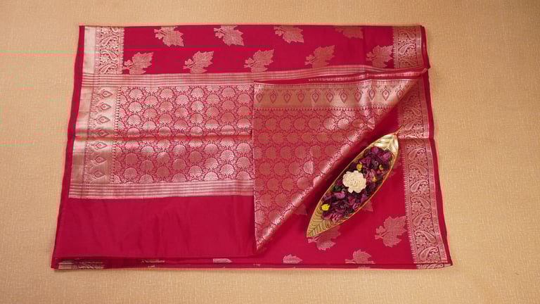 Pink Banarasi Semi Katan Silk Saree