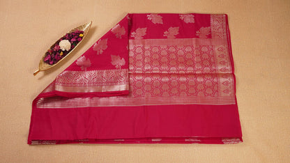 Pink Banarasi Semi Katan Silk Saree