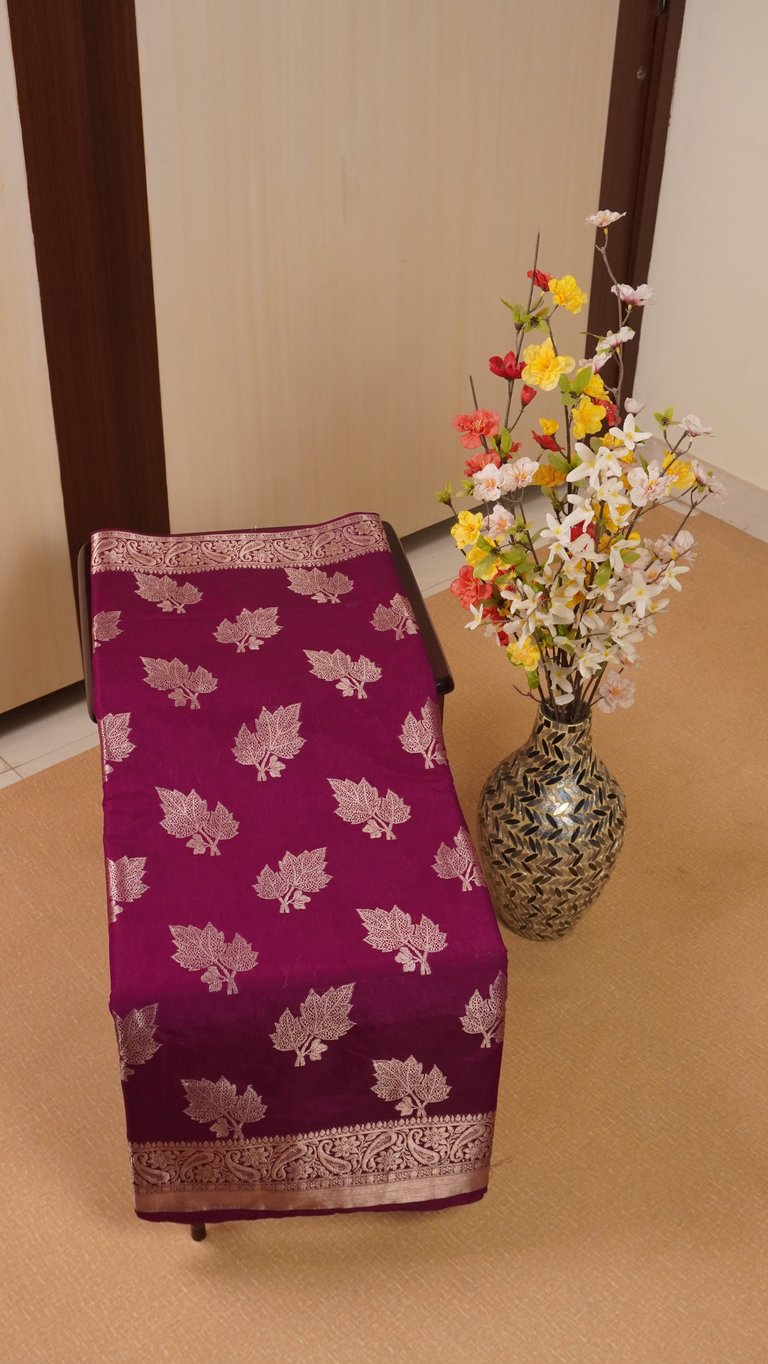 Dark Magenta Banarasi Semi Katan Silk Saree