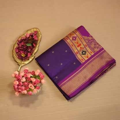 Dark Plum Purple Paithani Silk Saree