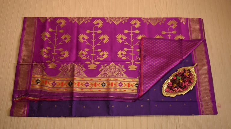 Dark Plum Purple Paithani Silk Saree