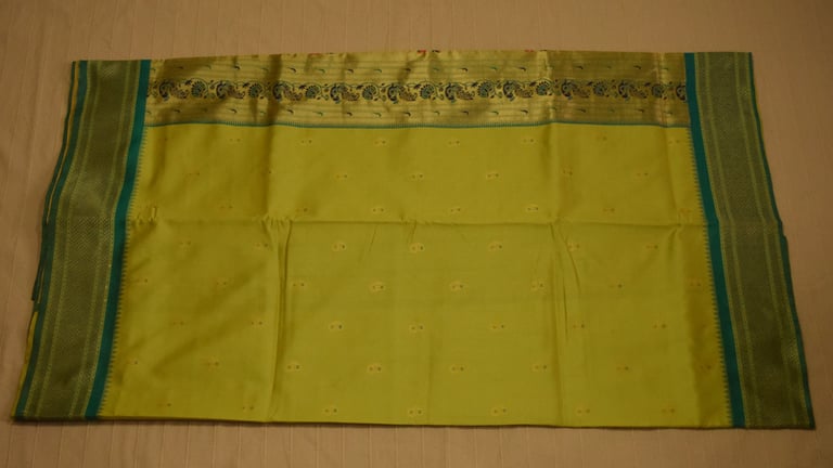 Vibrant Parrot Green Paithani Silk Saree