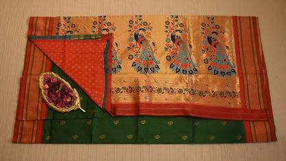 Regal Emerald Green Paithani Silk Saree