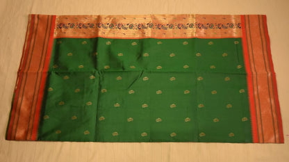 Regal Emerald Green Paithani Silk Saree